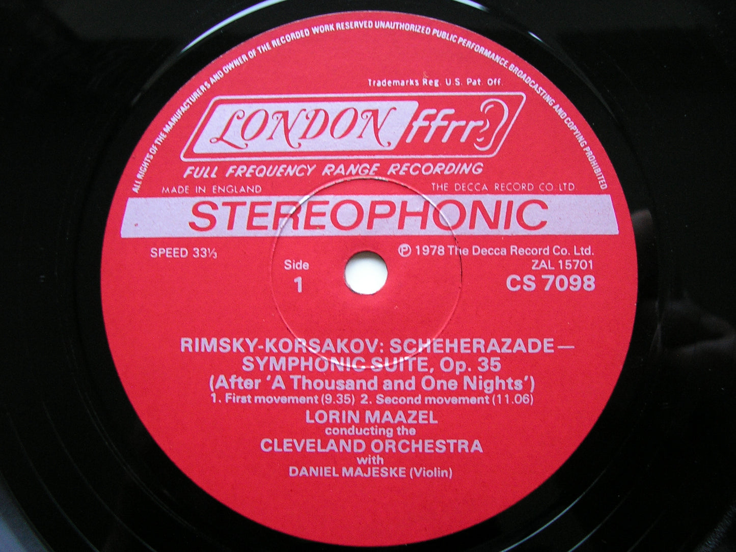 RIMSKY - KORSAKOV: SCHEHERAZADE   LORIN MAAZEL / CLEVELAND ORCHESTRA    CS 7098
