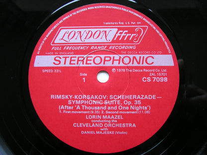 RIMSKY - KORSAKOV: SCHEHERAZADE   LORIN MAAZEL / CLEVELAND ORCHESTRA    CS 7098