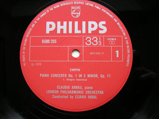 CHOPIN: PIANO CONCERTOS Nos. 1 & 2 / KRAKOWIAK Op. 14     ARRAU / LONDON PHILHARMONIC / INBAL  6500 255 / 6500 309