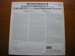 MAHLER: SYMPHONY No. 4     HENDRICKS / ISRAEL PHILHARMONIC / MEHTA    SXDL 7501