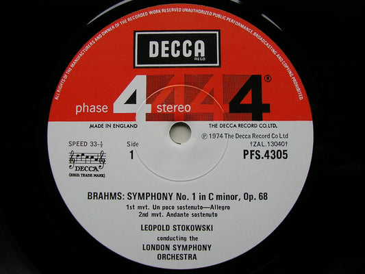 BRAHMS: SYMPHONY No. 1   STOKOWSKI / LONDON SYMPHONY  PFS 4305