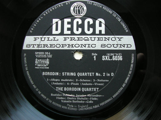 BORODIN: STRING QUARTET No. 2 / SHOSTAKOVICH: STRING QUARTET No. 8   BORODIN QUARTET   SXL 6036