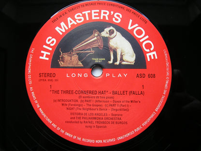 FALLA: THE THREE CORNERED HAT Complete Ballet     DE LOS ANGELES /           PHILHARMONIA / DE BURGOS     EMI / ALTO  ASD 608
