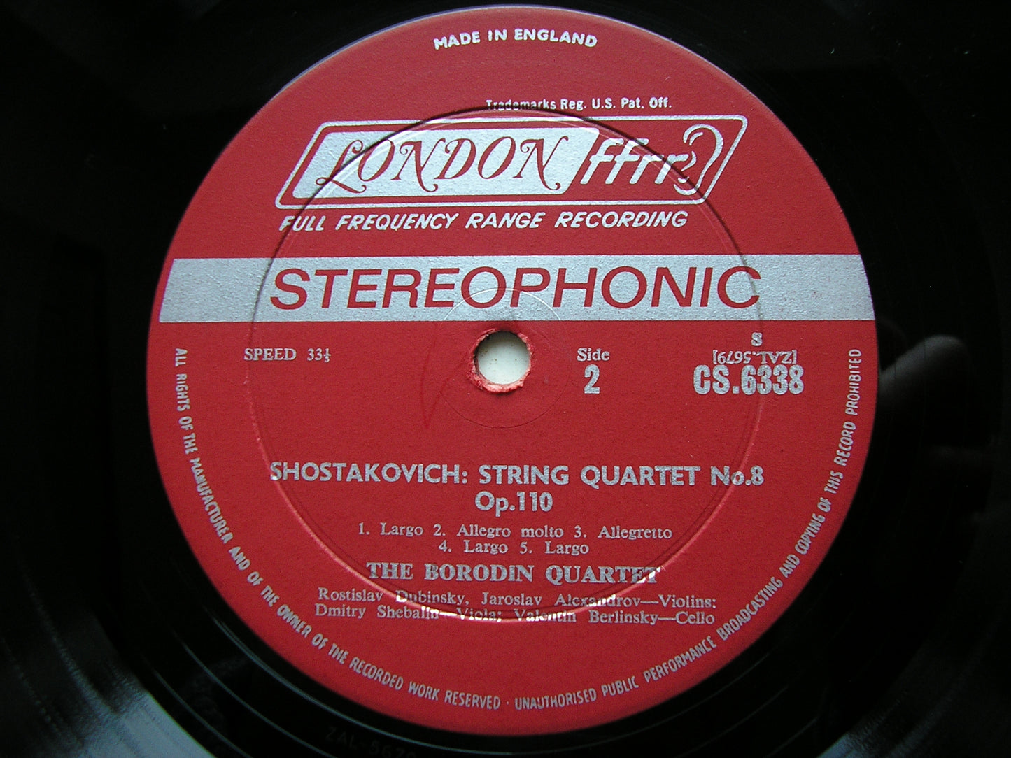 BORODIN: STRING QUARTET No. 2 / SHOSTAKOVICH: STRING QUARTET No. 8   BORODIN QUARTET   CS 6338