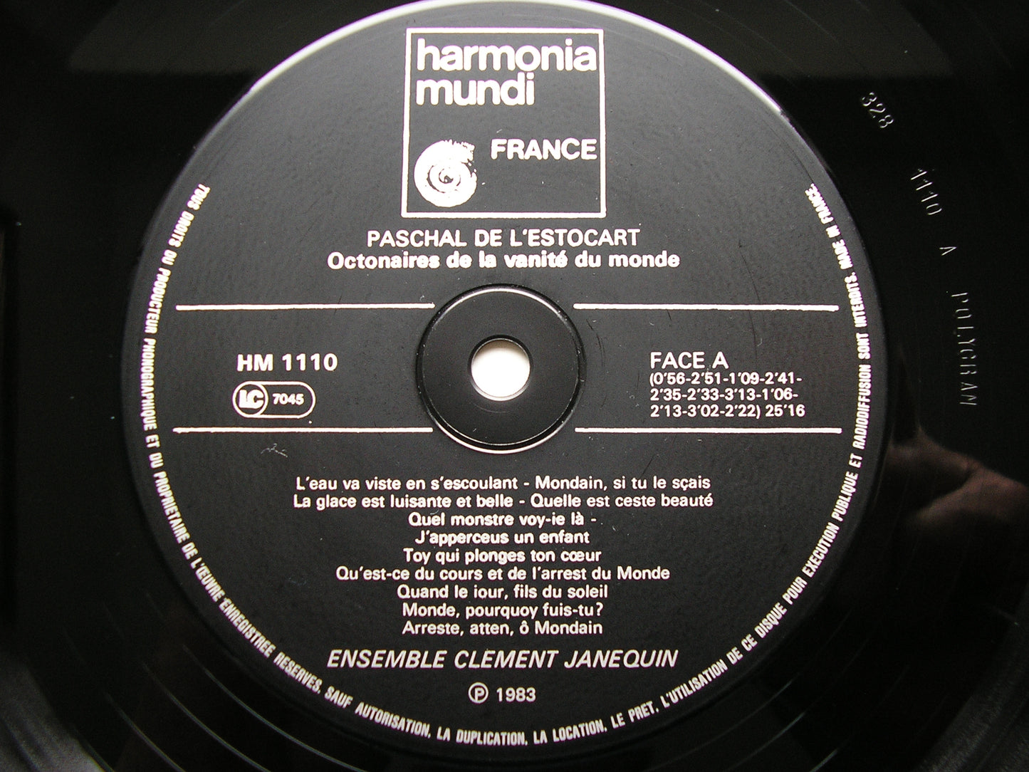 PASCHAL DE L'ESTOCART: OCTONAIRES DE LA VANITE DU MONDE   ENSEMBLE CLEMENT JANEQUIN   HM 1110