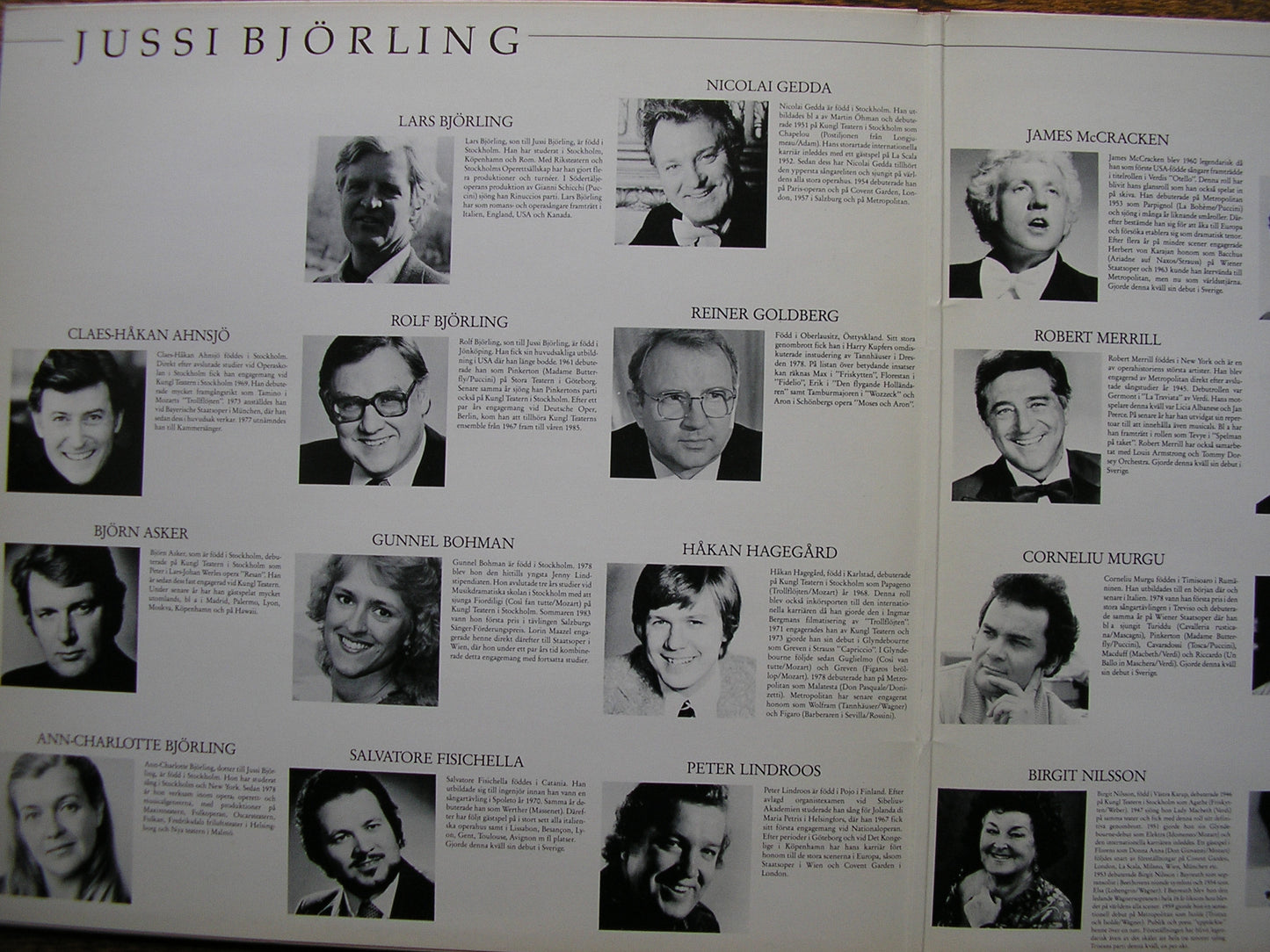 JUSSI BJORLING MEMORIAL CONCERT   NILSSON / DI STEFANO / GEDDA / MERRILL / FISICHELLA /  McCRACKEN    SLT 33275 / 6