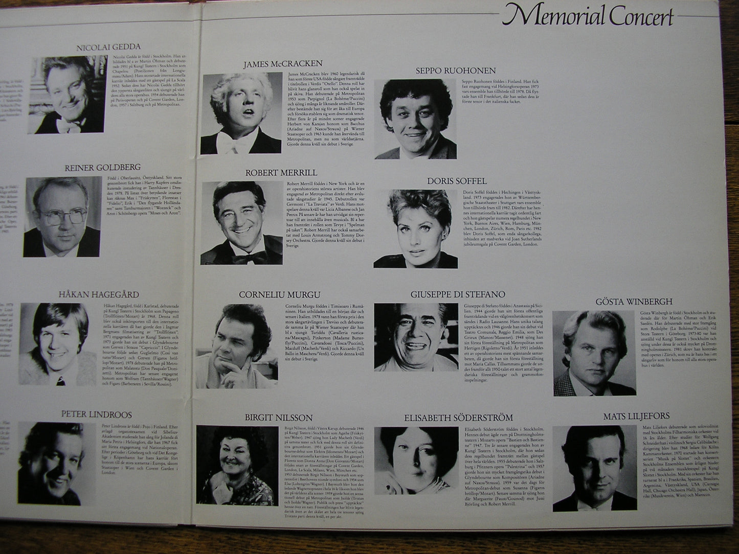 JUSSI BJORLING MEMORIAL CONCERT   NILSSON / DI STEFANO / GEDDA / MERRILL / FISICHELLA /  McCRACKEN    SLT 33275 / 6