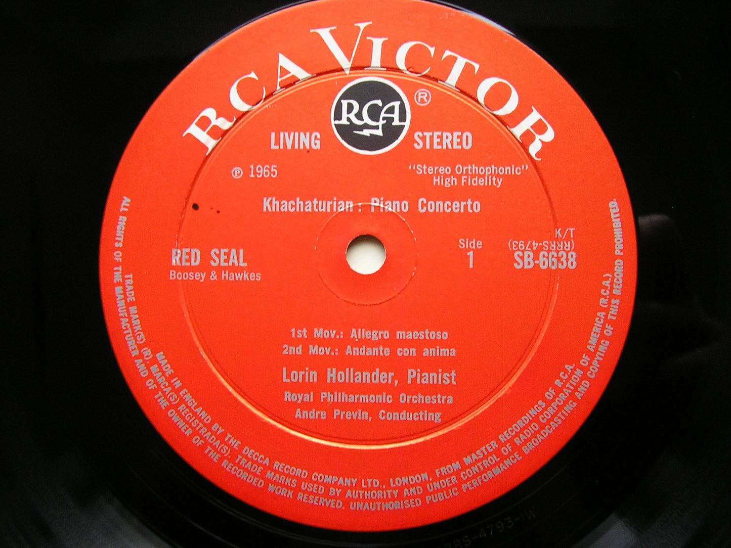 KHACHATURIAN: PIANO CONCERTO    HOLLANDER / ROYAL PHILHARMONIC / PREVIN      SB 6638