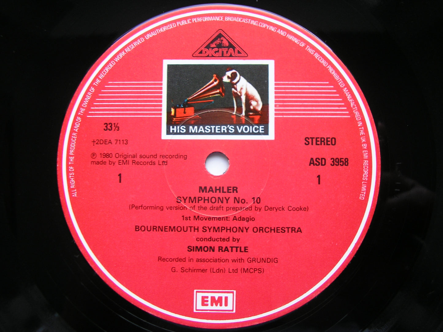 MAHLER: SYMPHONY No. 10    RATTLE / BOURNEMOUTH SYMPHONY    2 LP   SLS 5206