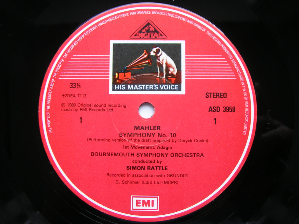 MAHLER: SYMPHONY No. 10 RATTLE / BOURNEMOUTH SYMPHONY 2 LP SLS 5206 ...