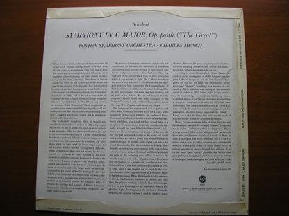 SCHUBERT: SYMPHONY No. 9 'Great C major'   CHARLES MUNCH / BOSTON SYMPHONY ORCHESTRA   SB 2085