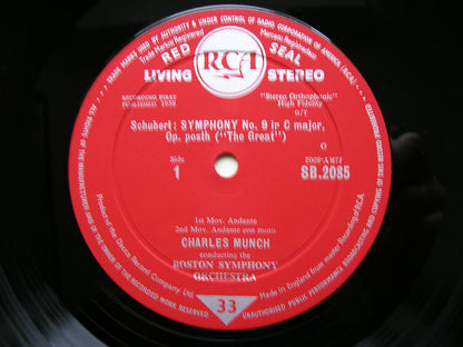 SCHUBERT: SYMPHONY No. 9 'Great C major'   CHARLES MUNCH / BOSTON SYMPHONY ORCHESTRA   SB 2085