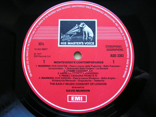 MONTEVERDI'S CONTEMPORARIES      MUNROW / THE EARLY MUSIC CONSORT OF LONDON     ASD 3393