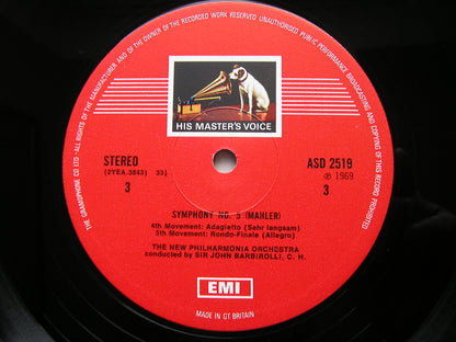 MAHLER: SYMPHONY No. 5 /  RUCKERT SONGS     BAKER / NEW PHILHARMONIA ORCHESTRA / BARBIROLLI     SLS 785