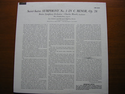 SAINT - SAENS: SYMPHONY No. 3   CHARLES MUNCH / BOSTON SYMPHONY ORCHESTRA  LSC 2341