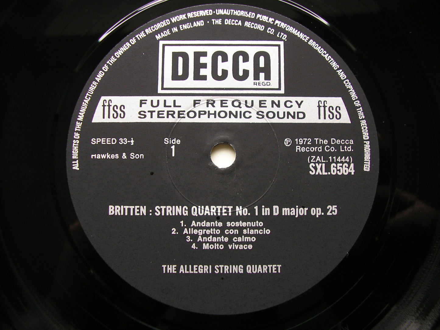 BRITTEN: STRING QUARTETS Nos. 1 & 2     ALLEGRI STRING QUARTET   SXL 6564