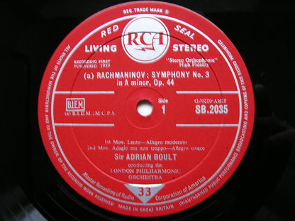 RACHMANINOV: SYMPHONY No. 3 / RIMSKY-KORSAKOV: RUSSIAN EASTER OVERTURE    BOULT / LONDON PHILHARMONIC   SB 2035