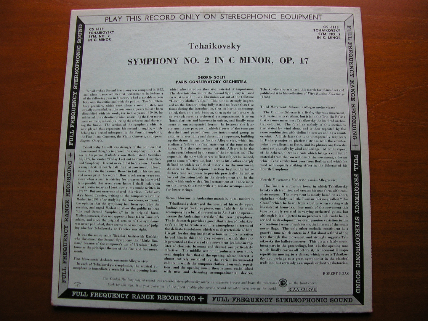 TCHAIKOVSKY: SYMPHONY No. 2 'Little Russian'   SOLTI / PARIS CONSERVATOIRE   CS 6118