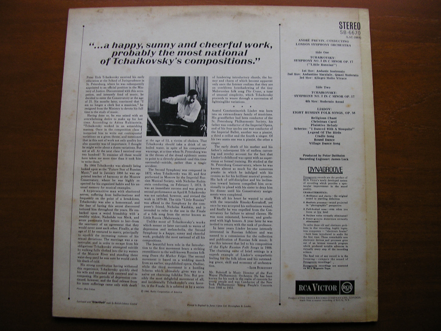 TCHAIKOVSKY: SYMPHONY No. 2 'Little Russian' / LIADOV: EIGHT RUSSIAN FOLK SONGS    PREVIN / LONDON SYMPHONY ORCHESTRA  SB 6670