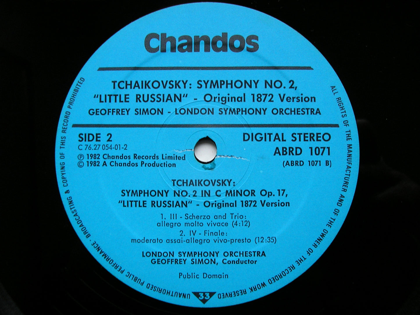 TCHAIKOVSKY: SYMPHONY No. 2 'Little Russian' Original 1872 version   SIMON / LONDON SYMPHONY  ABRD 1071