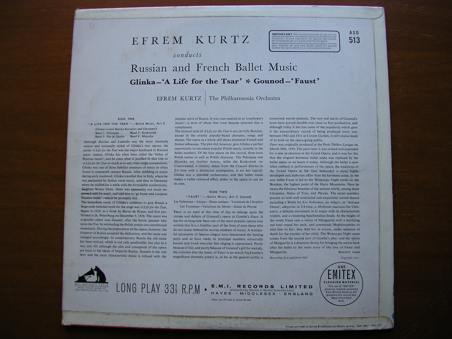 RUSSIAN & FRENCH BALLET MUSIC: GLINKA & GOUNOD    KURTZ / PHILHARMONIA    ASD 513