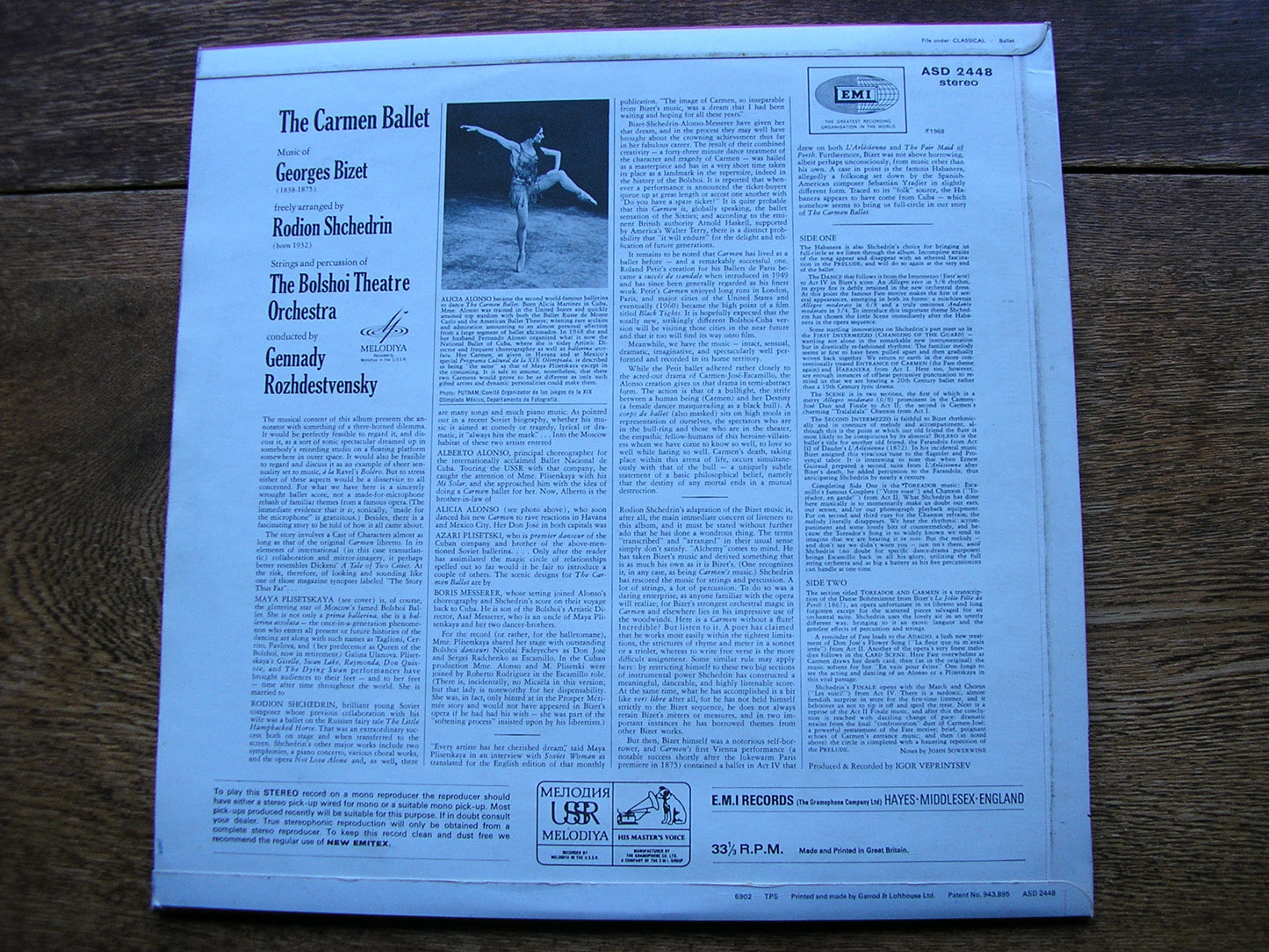 BIZET - SHCHEDRIN: THE CARMEN BALLET   ROZHDESTVENSKY / BOLSHOI THEATRE ORCHESTRA    ASD 2448