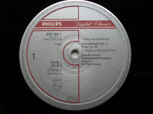 BEETHOVEN: PIANO CONCERTO No. 4     ARRAU / DRESDEN STATE ORCHESTRA / DAVIS     416 144