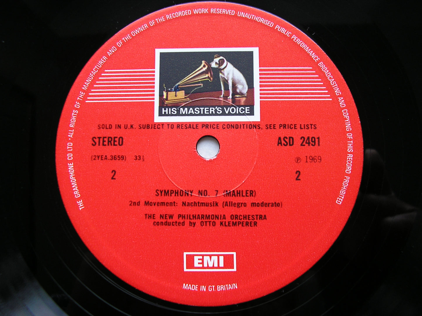 MAHLER: SYMPHONY No. 7    KLEMPERER / NEW PHILHARMONIA   2LP    SLS 781