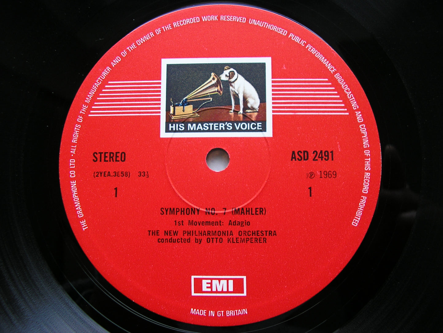 MAHLER: SYMPHONY No. 7    KLEMPERER / NEW PHILHARMONIA   2LP    SLS 781