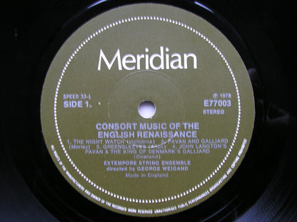 CONSORT MUSIC OF THE ENGLISH RENAISSANCE   EXTEMPORE STRING ENSEMBLE   E77003