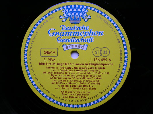 OPERA RECITAL:  DELIBES / MASSENET / BELLINI / DONIZETTI / VERDI / PUCCINI   RITA STREICH /    DEUTSCHEN OPER BERLIN / PETERS   136 495