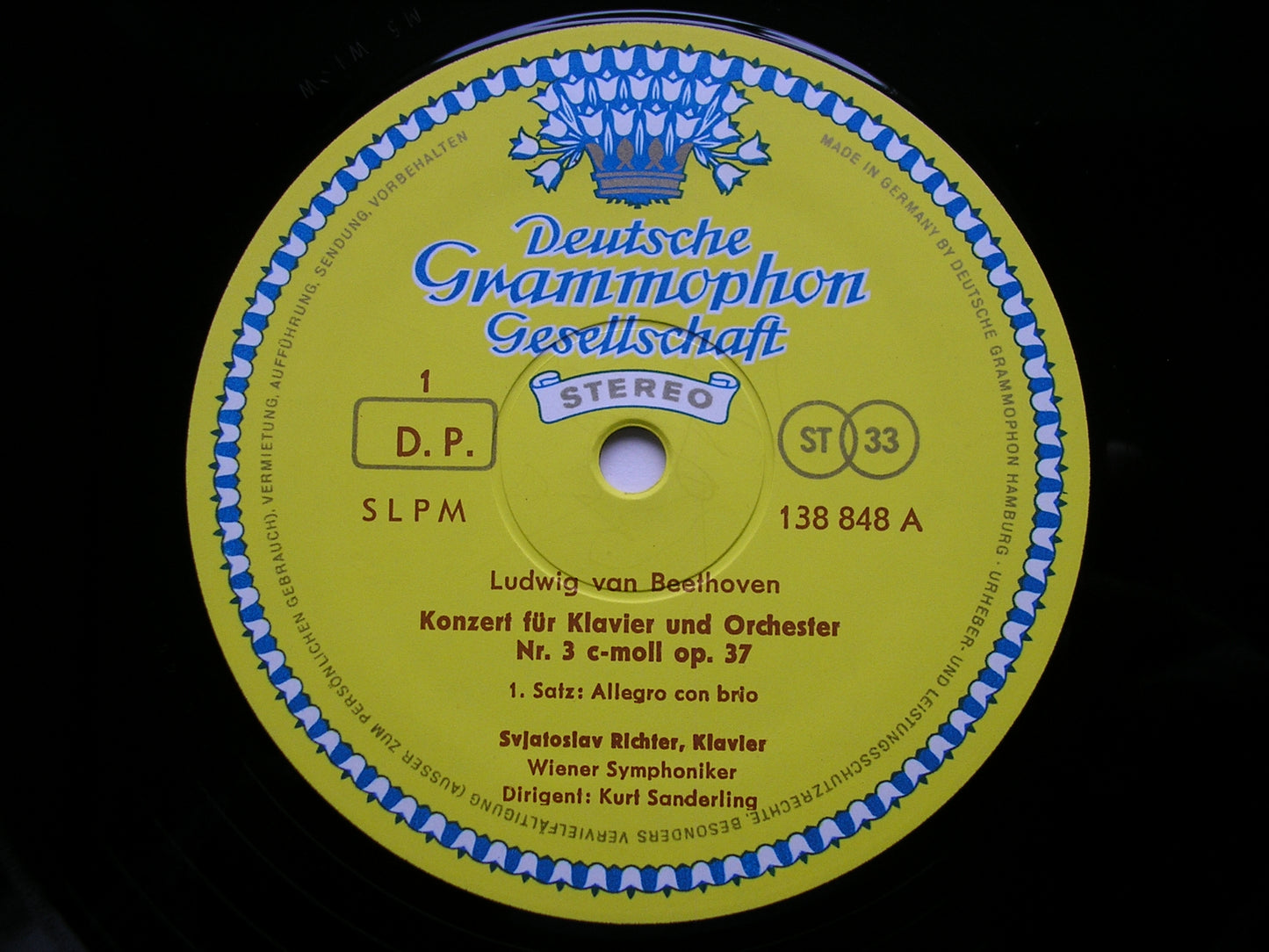 BEETHOVEN: PIANO CONCERTO No. 3 / RONDO in B     RICHTER / VIENNA SYMPHONY / SANDERLING   138 848