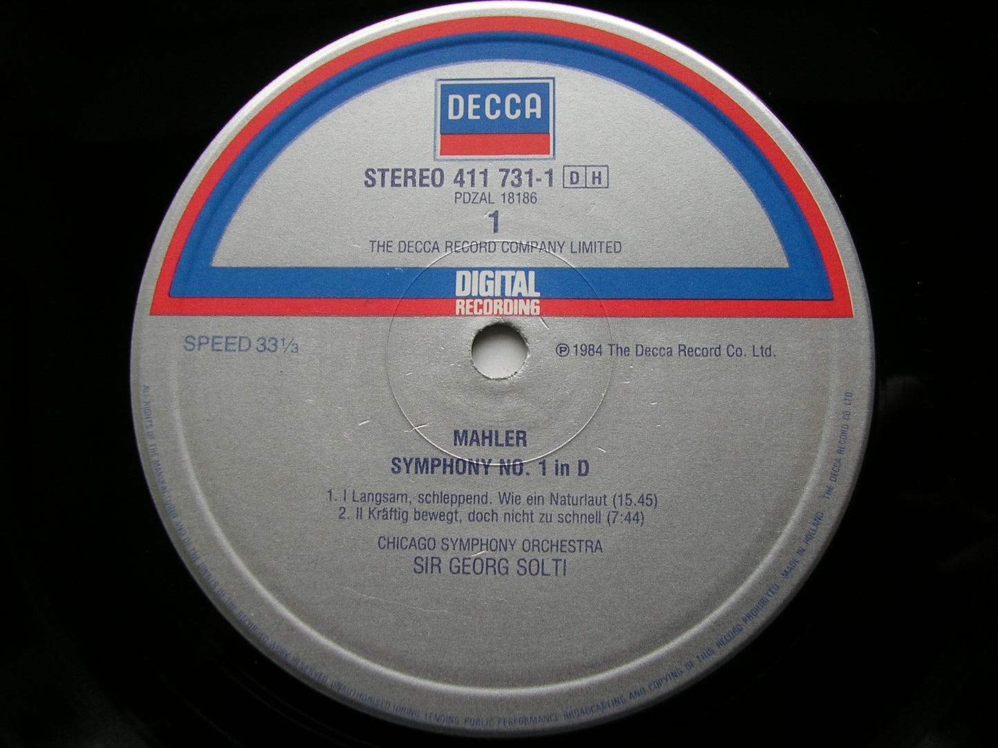MAHLER: SYMPHONY No. 1    SOLTI / CHICAGO SYMPHONY    411 731