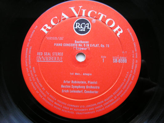 BEETHOVEN: PIANO CONCERTO No. 5  'Emperor'     RUBINSTEIN / BOSTON SYMPHONY / LEINSDORF     SB 6598