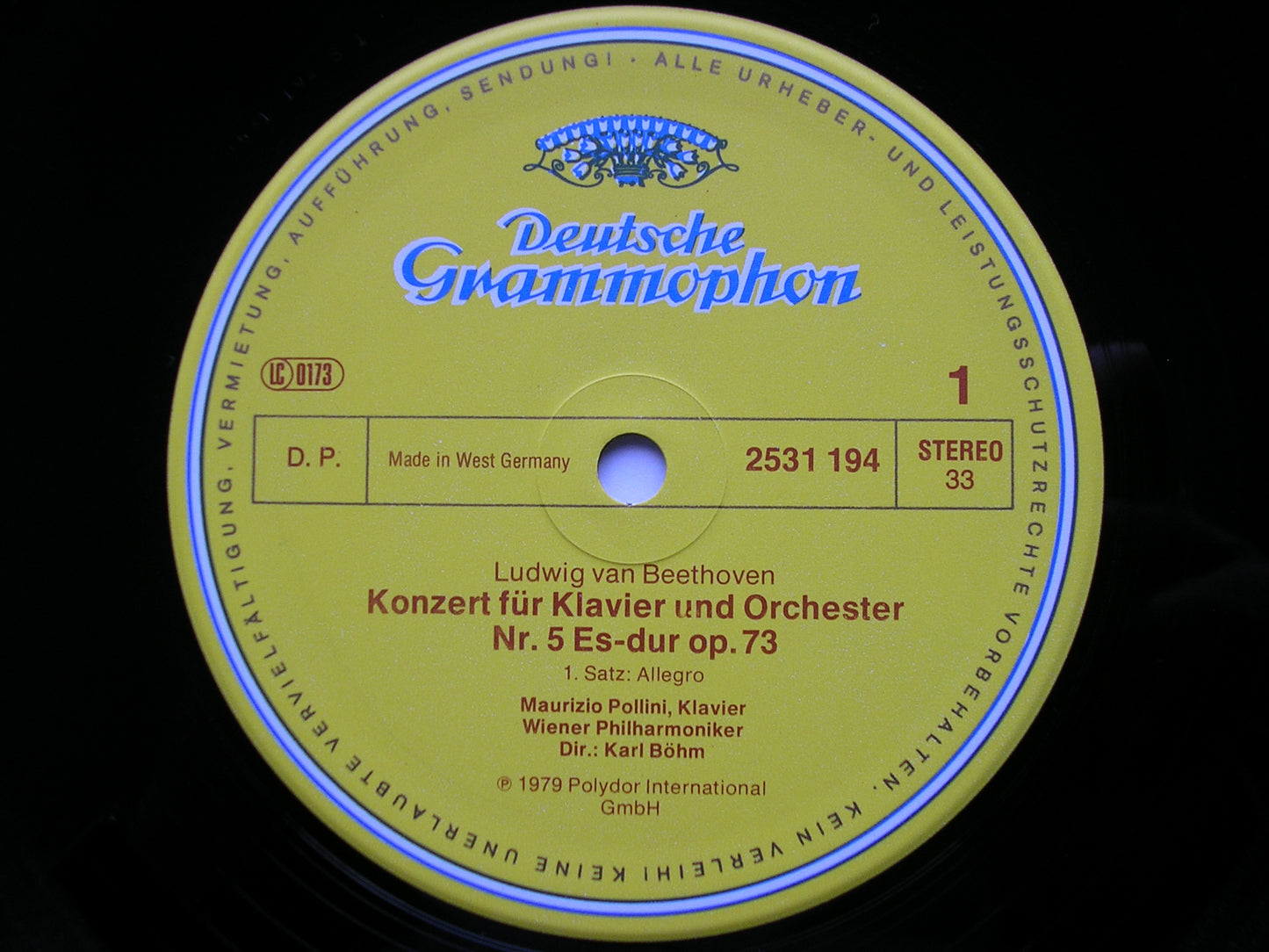 BEETHOVEN: PIANO CONCERTO No. 5  'Emperor'     POLLINI / VIENNA PHILHARMONIC / BOHM    2531 194