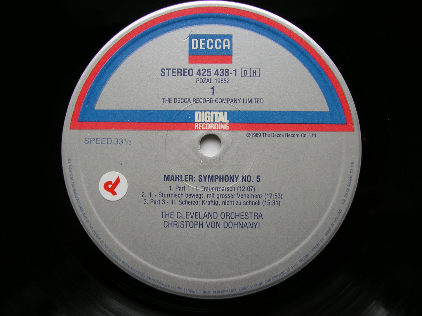 MAHLER: SYMPHONY No. 5    CHRISTOPH VON DOHNANYI / CLEVELAND ORCHESTRA   425 438