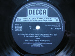 BEETHOVEN: PIANO CONCERTO No. 5  'Emperor'   DE LARROCHA / LAPO / MEHTA   SXL 6899