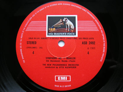 MAHLER: SYMPHONY No. 7    KLEMPERER / NEW PHILHARMONIA   2LP    SLS 781