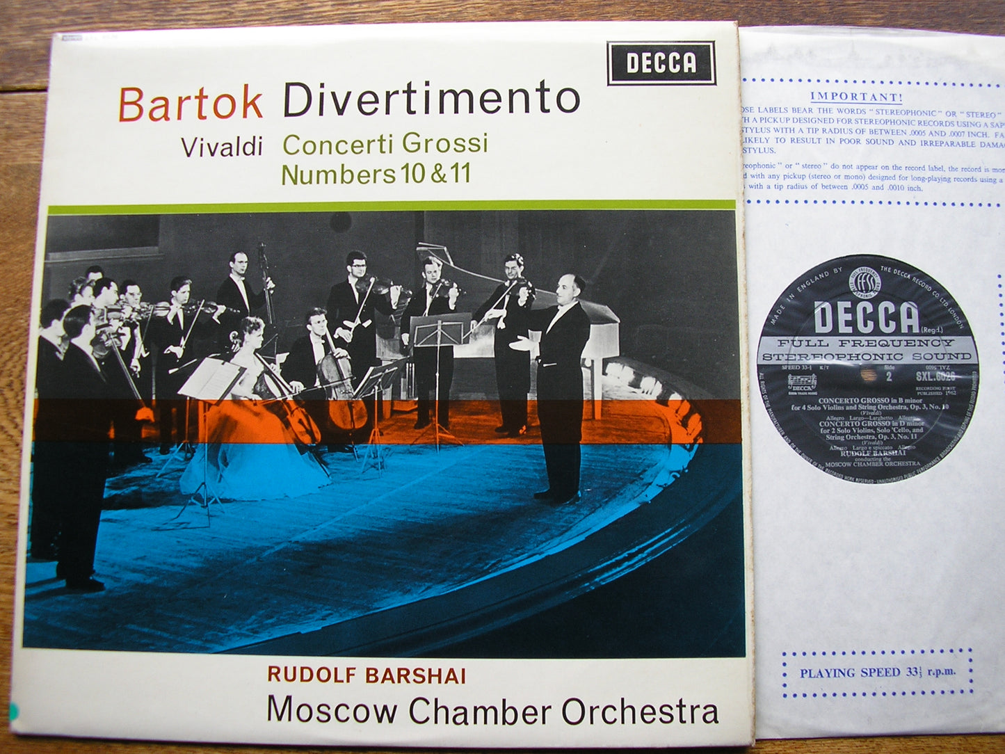BARTOK: DIVERTIMENTO  FOR STRINGS / VIVALDI: CONCERTI GROSSI Nos. 11 & 12   BARSHAI / MOSCOW CO  SXL 6026