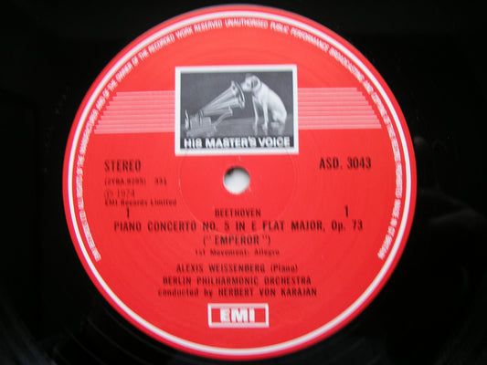 BEETHOVEN: PIANO CONCERTO No. 5  'Emperor'   WEISSENBERG /BERLIN PHILHARMONIC / KARAJAN    ASD 3043