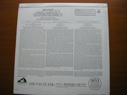 BRAHMS: SEXTET No. 1 Op. 18    MENUHIN / GENDRON / WALLFISCH / SIMPSON / MASTERS / ARONOWITZ     ASD 587