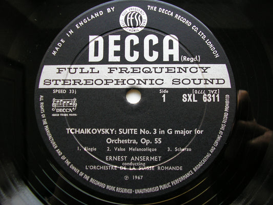 TCHAIKOVSKY: SUITE No. 3   RICCI / SUISSE ROMANDE / ANSERMET   SXL 6311