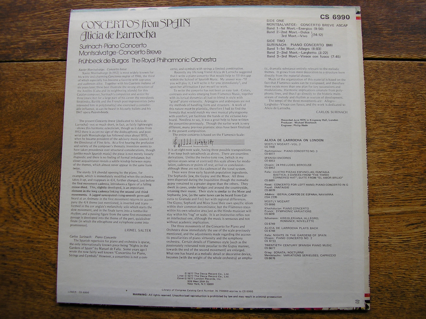 CONCERTOS FROM SPAIN BY MONTSALVAGE & SURINACH   ALICIA DE LARROCHA / ROYAL PHILHARMONIC / FRUHBECK DE BURGOS   CS 6990