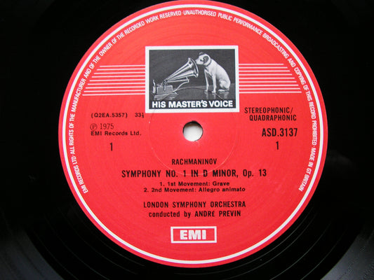 RACHMANINOV: THE THREE SYMPHONIES   PREVIN /LONDON SYMPHONY   ASD 3137 / 2889 / 3369