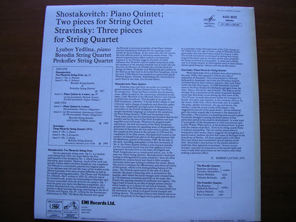 SHOSTAKOVITCH: PIANO QUINTET / TWO PIECES FOR STRING OCTET / STRAVINSKY: THREE PIECES    YEDLINA / BORODIN STRING QUARTET   ASD 3072