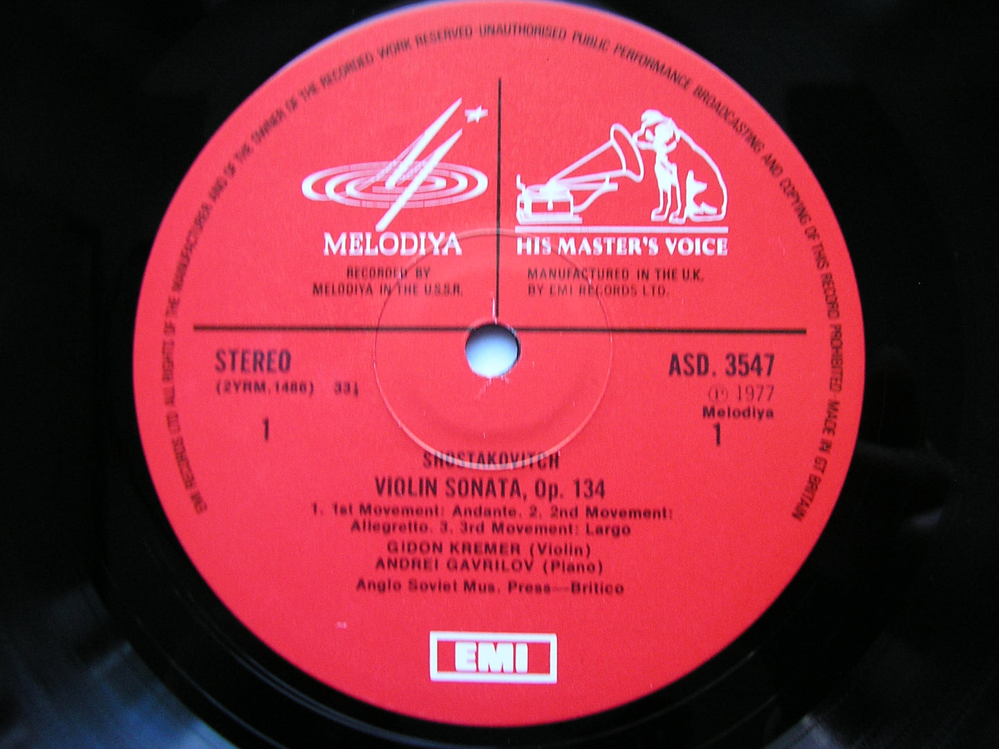 SHOSTAKOVICH: VIOLIN SONATA / SCHNITKE: PRELUDE / PROKOFIEV: SONATA Op. 56     GAVRILOV / KREMER / GRINDENKO    ASD 3547