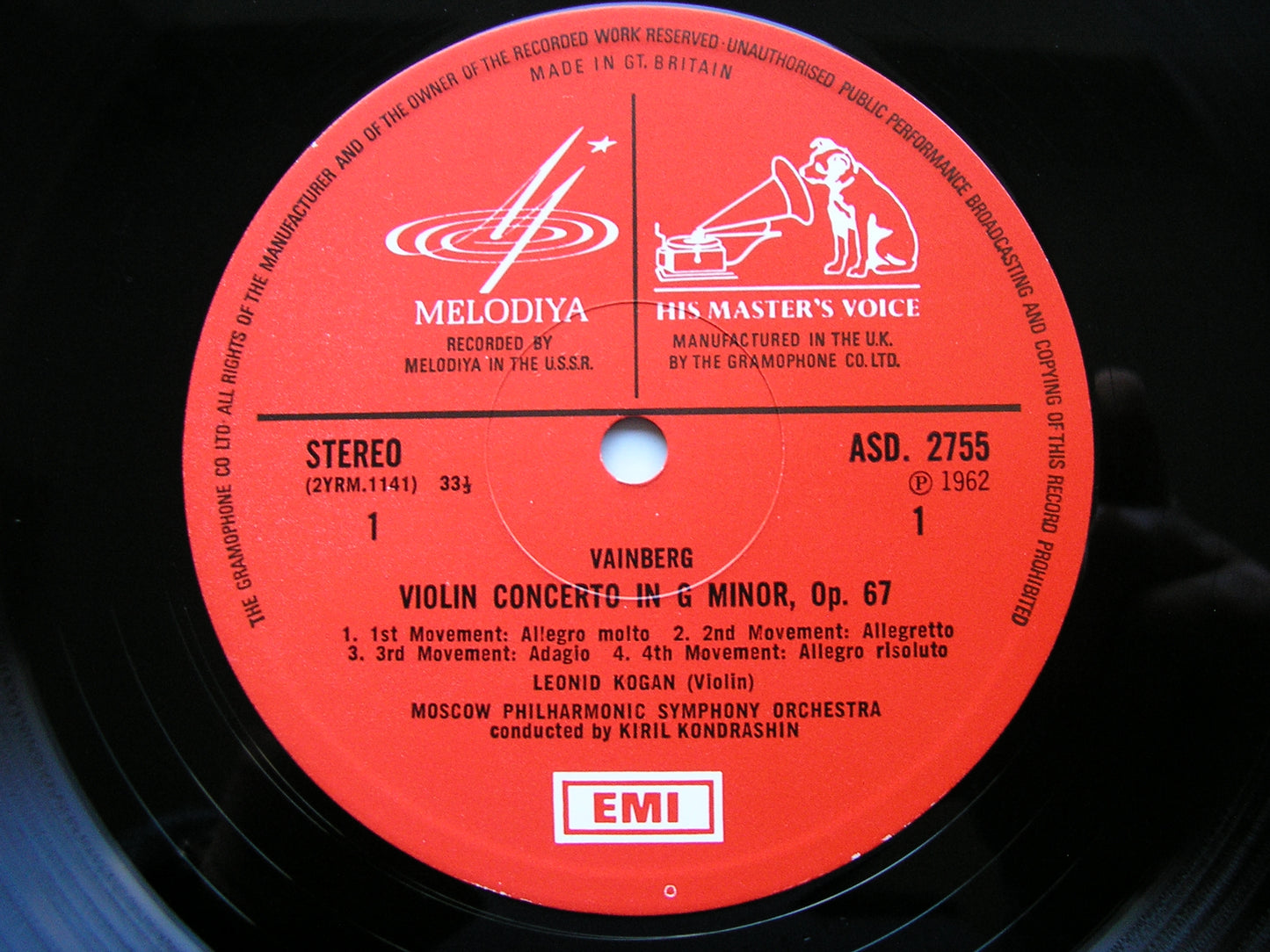 VAINBERG: VIOLIN CONCERTO / SYMPHONY No. 4   KOGAN / MOSCOW PHILHARMONIC / KONDRASHIN   ASD 2755