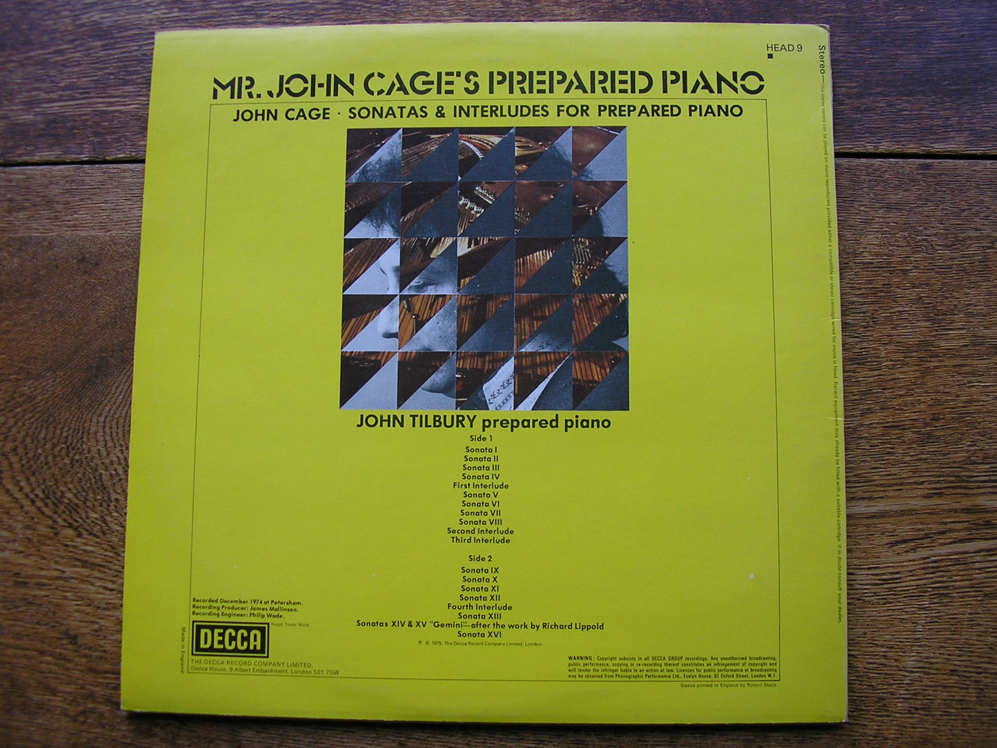 CAGE: SONATAS & INTERLUDES FOR PREPARED PIANO   JOHN TILBURY   HEAD 9