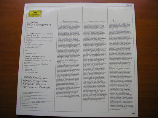 BEETHOVEN: PIANO TRIO in G / TRIO FOR CLARINET / PIANO / CELLO     KEMPFF / FOURNIER / SZERYNG / LEISTER     2530 408