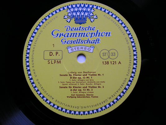 BEETHOVEN: VIOLIN SONATAS Nos. 1 / 2 / 8   SCHNEIDERHAN / SEEMANN    138 121